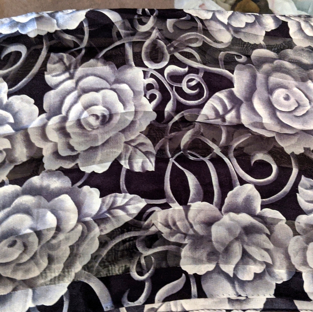 Floral black and white scarf